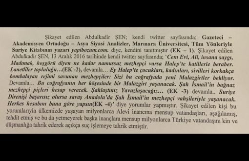 Muş Üniversitesi Akademisyenine Alevilere Yönelik Tweetleri Hakkında Suç Duyurusu